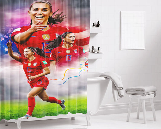 Alex Morgan World Cup Bathroom Shower Curtain Fabric Waterproof | 66 X 72 Inch