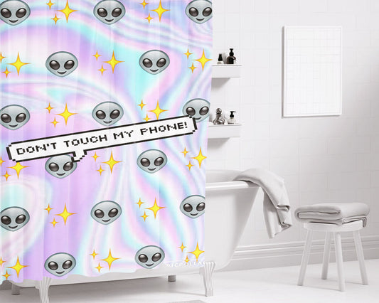 Alien Emoji Dont Bathroom Shower Curtain Fabric Waterproof | 66 X 72 Inch