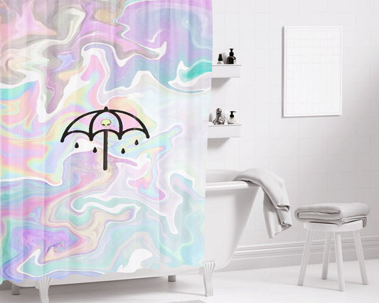 Alien Umbrella Bathroom Shower Curtain Fabric Waterproof | 66 X 72 Inch