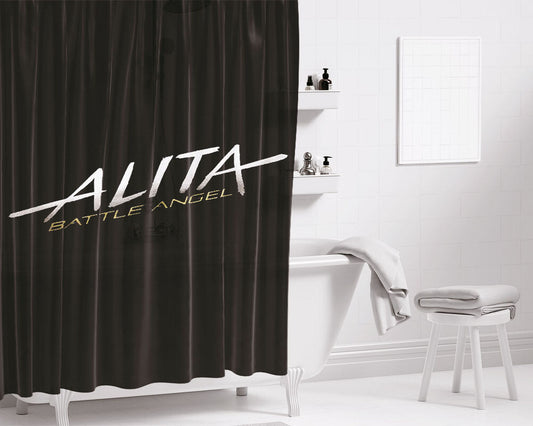 Alita Battle Angel Font Poster Bathroom Shower Curtain Fabric Waterproof | 66 X 72 Inch