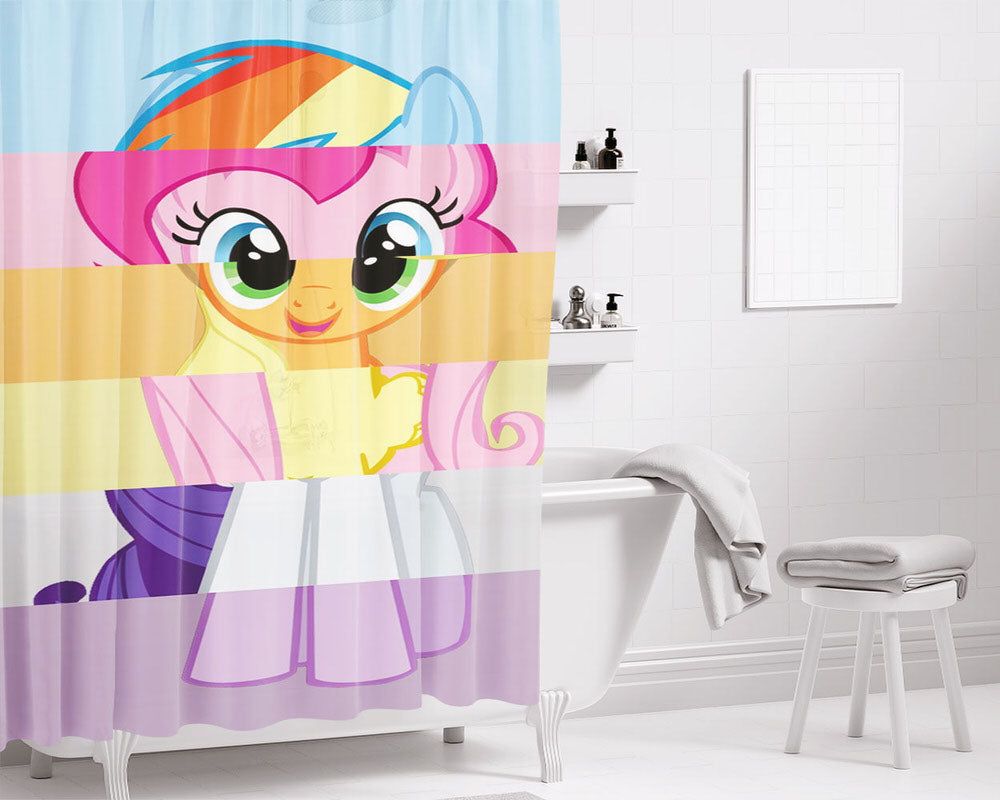 All Little Pony Bathroom Shower Curtain Fabric Waterproof | 66 X 72 Inch