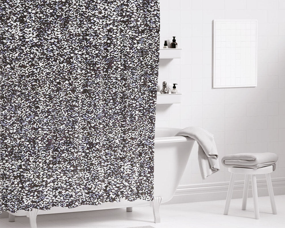 All That Glitter Charcoal Silver Crystal Bathroom Shower Curtain Fabric Waterproof | 66 X 72 Inch