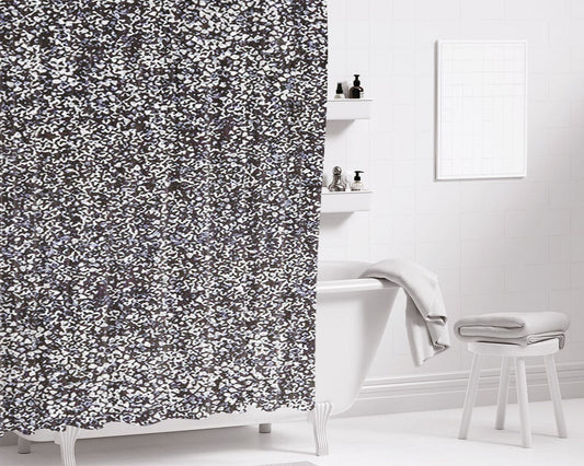 All That Glitter Charcoal Silver Crystal Bathroom Shower Curtain Fabric Waterproof | 66 X 72 Inch
