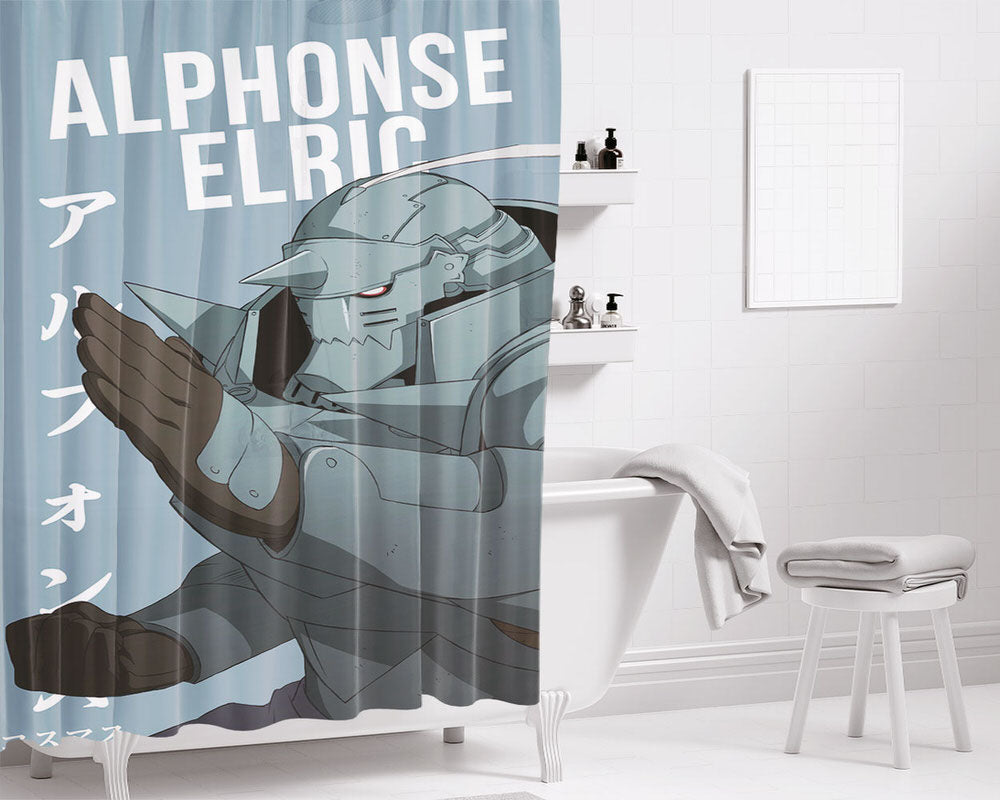 Alphonse Elric Bathroom Shower Curtain Fabric Waterproof | 66 X 72 Inch