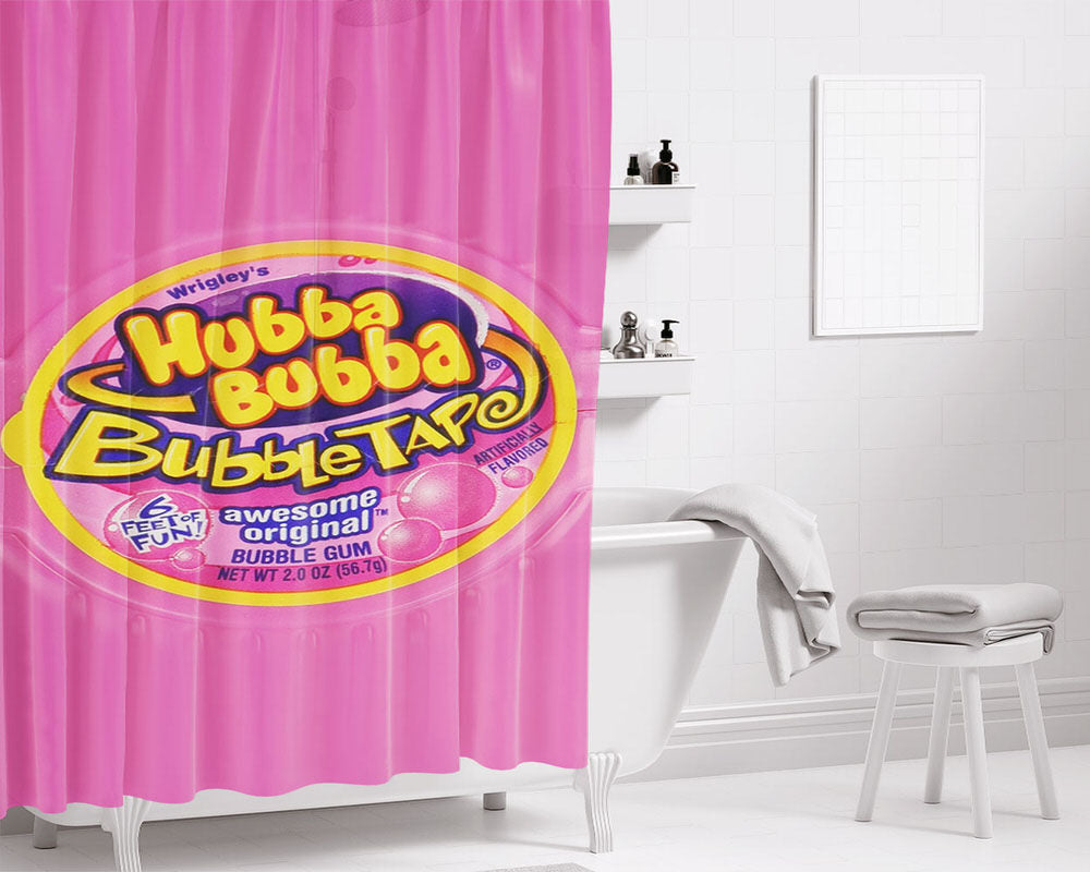 America 90'S Snack Hubba Bubba Bubble Tape Bathroom Shower Curtain Fabric Waterproof | 66 X 72 Inch