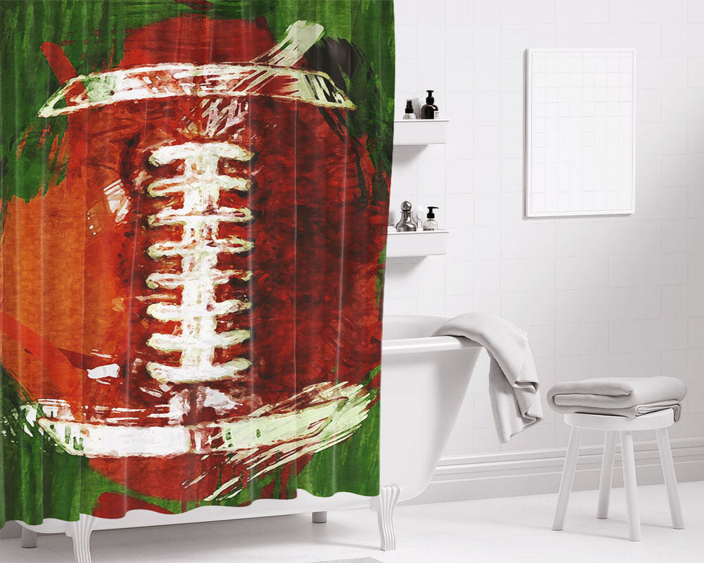 American Football Paint Bathroom Shower Curtain Fabric Waterproof | 66 X 72 Inch