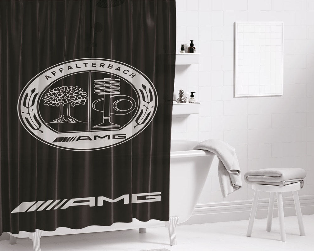 Amg Emblem Black Bathroom Shower Curtain Fabric Waterproof | 66 X 72 Inch
