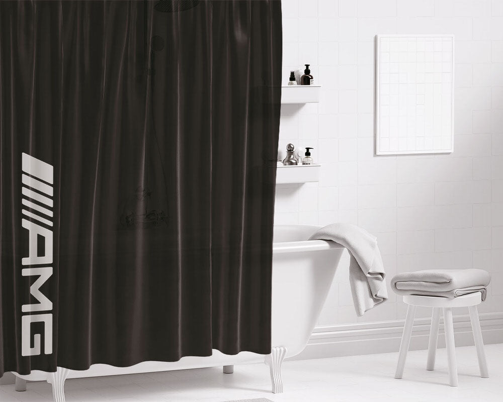 Amg Logo Black Bathroom Shower Curtain Fabric Waterproof | 66 X 72 Inch