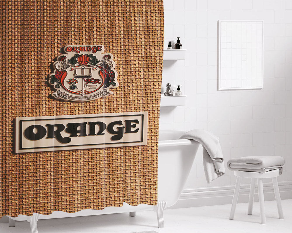 Another Orange Amp Wallpaper Bathroom Shower Curtain Fabric Waterproof | 66 X 72 Inch