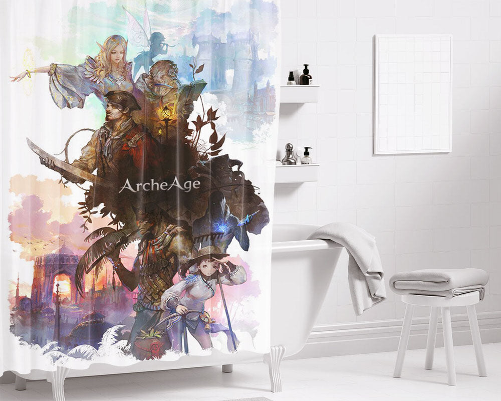 Archeage Game Poster Bathroom Shower Curtain Fabric Waterproof | 66 X 72 Inch