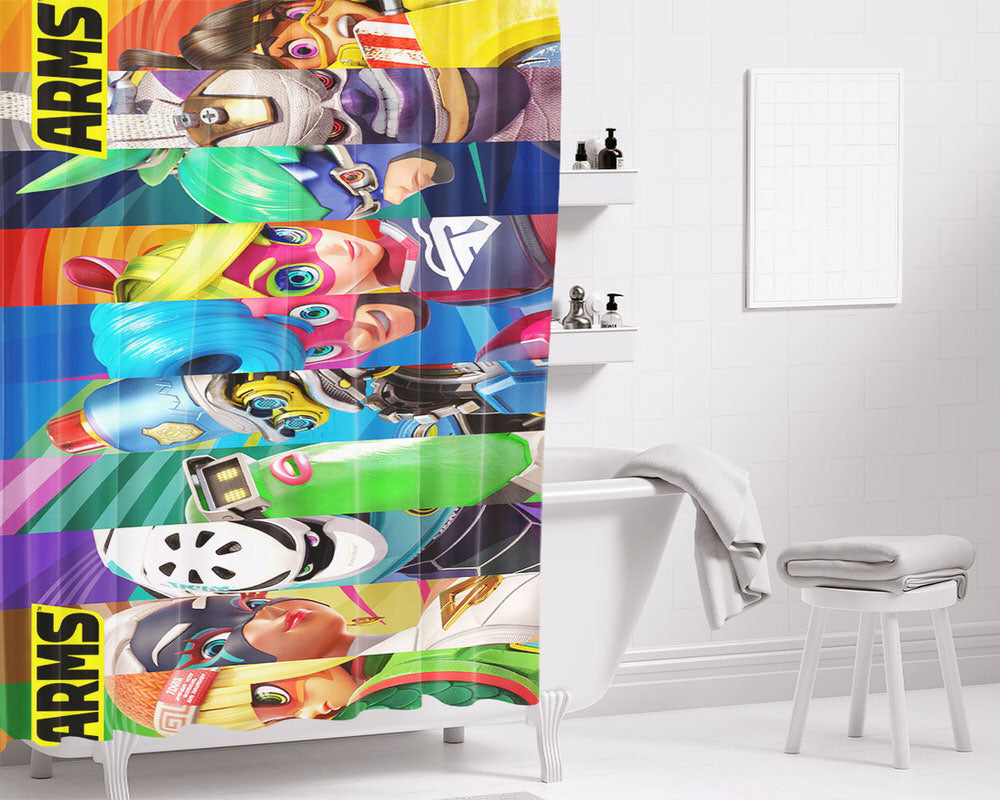 Arms Characters Poster Bathroom Shower Curtain Fabric Waterproof | 66 X 72 Inch
