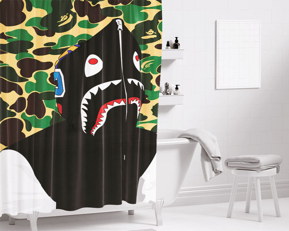 Army Flower Logo Bathroom Shower Curtain Fabric Waterproof | 66 X 72 Inch