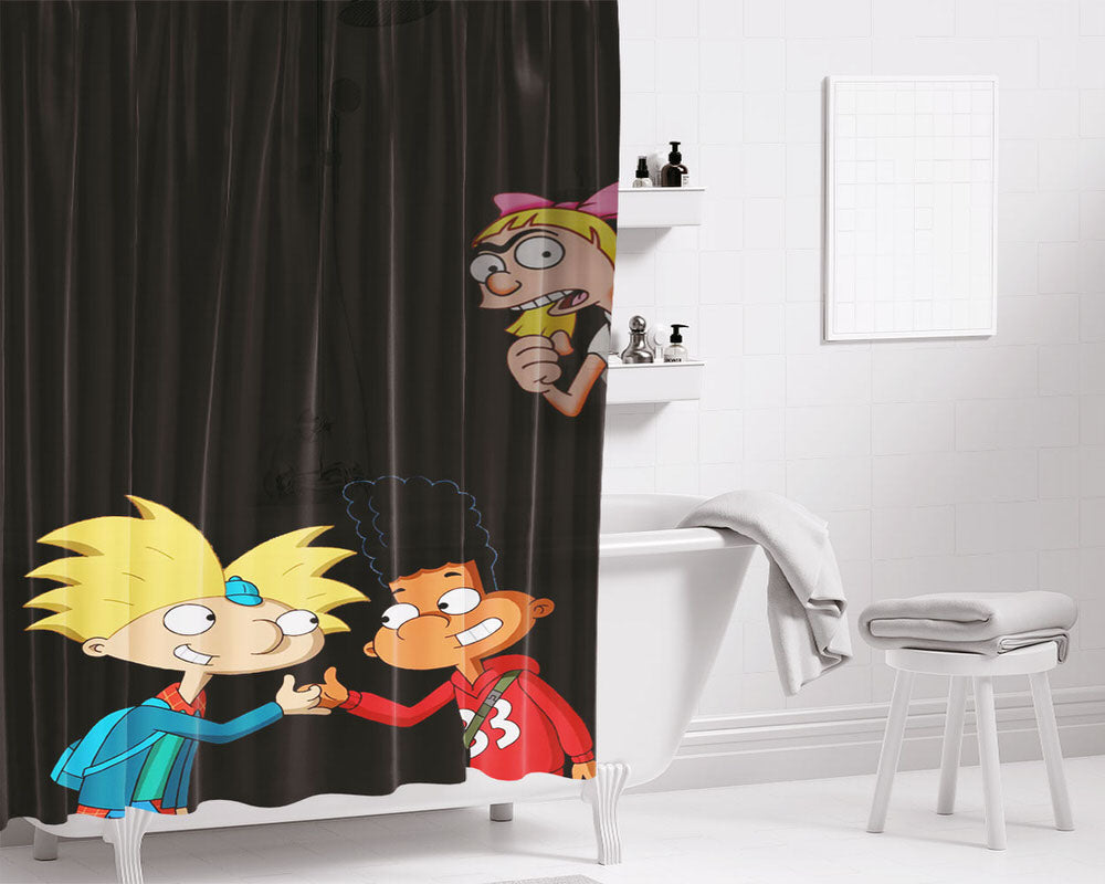 Arnold Gerald Helga Best Friend Bathroom Shower Curtain Fabric Waterproof | 66 X 72 Inch