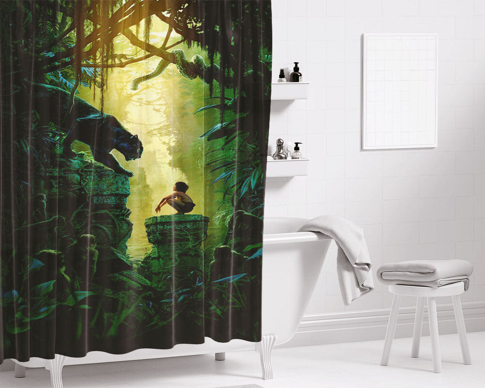 Art Film Nature Junglebook Bathroom Shower Curtain Fabric Waterproof | 66 X 72 Inch