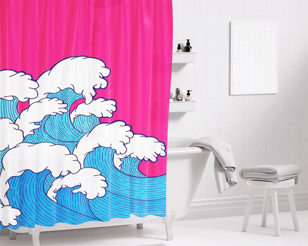 As The Waves Roll In Bathroom Shower Curtain Fabric Waterproof | 66 X 72 Inch