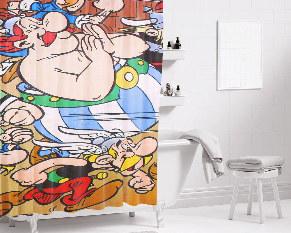 Asterix And Obelix Art Bathroom Shower Curtain Fabric Waterproof | 66 X 72 Inch