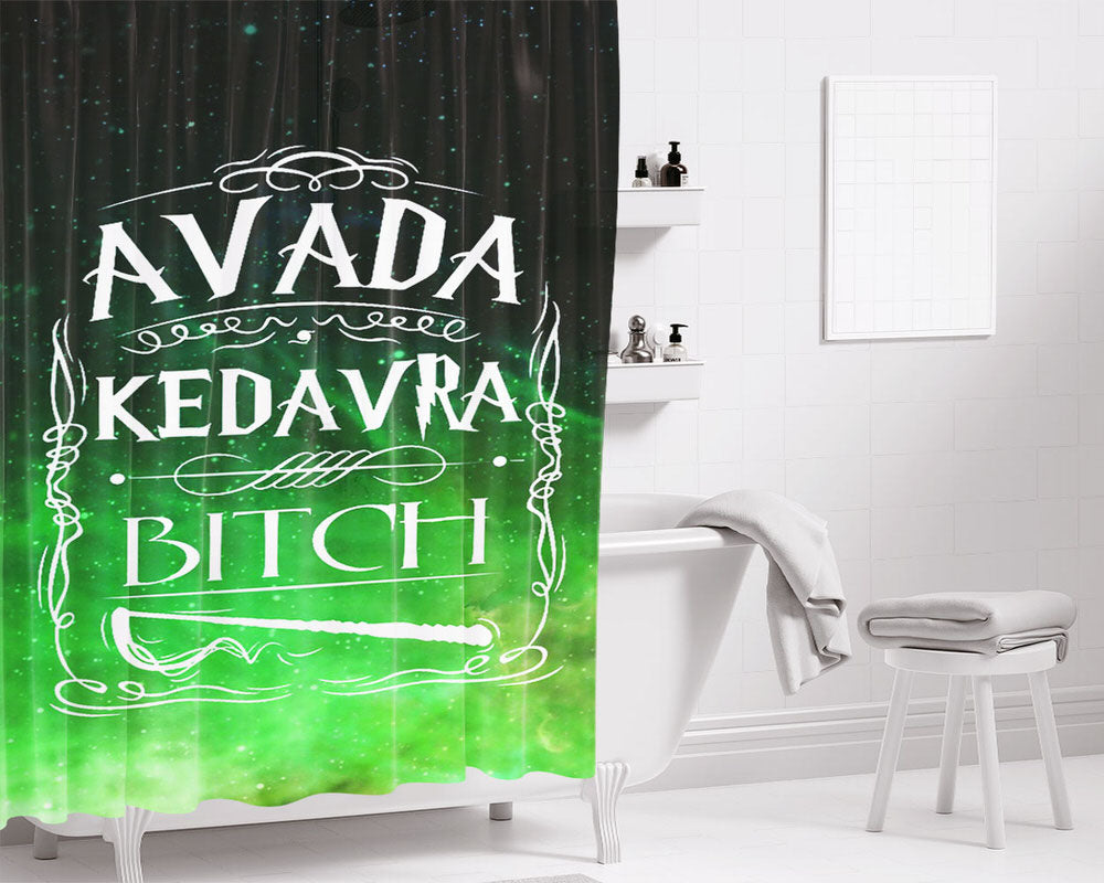 Avada Kedavra Green Smoke Bathroom Shower Curtain Fabric Waterproof | 66 X 72 Inch