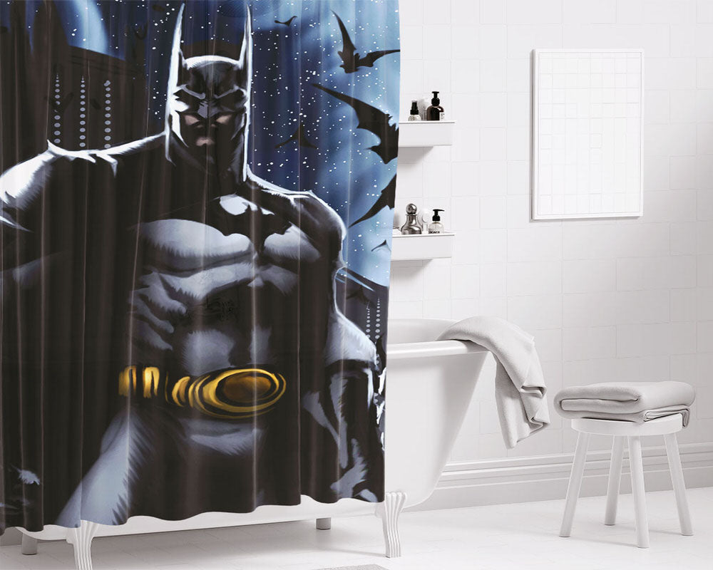 Baatman Comics Wallpaper Bathroom Shower Curtain Fabric Waterproof | 66 X 72 Inch