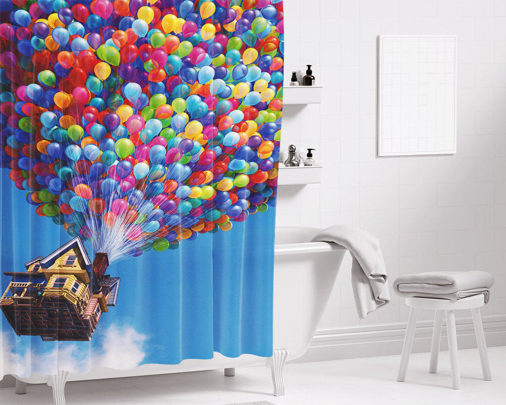 Balloon House Pastel Otterbox Bathroom Shower Curtain Fabric Waterproof | 66 X 72 Inch