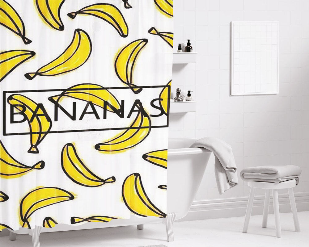 Bananas Bathroom Shower Curtain Fabric Waterproof | 66 X 72 Inch
