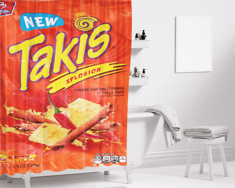 Barcel Takis Xplosion Tortilla Chips Bathroom Shower Curtain Fabric Waterproof | 66 X 72 Inch