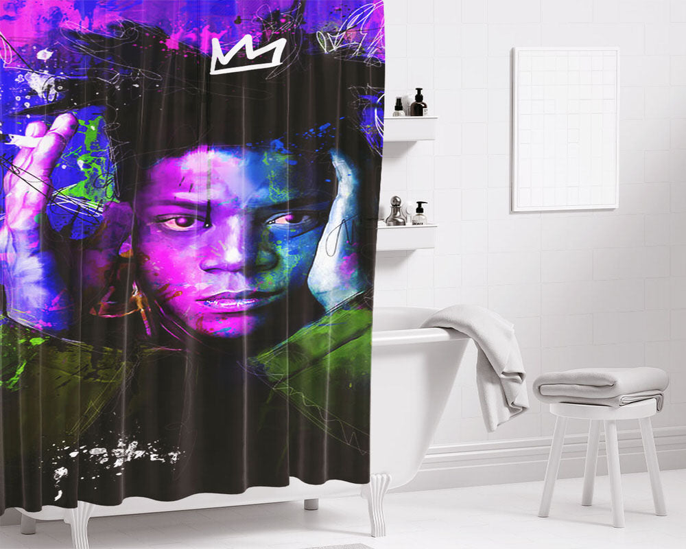 Basquiat Psyc Bathroom Shower Curtain Fabric Waterproof | 66 X 72 Inch