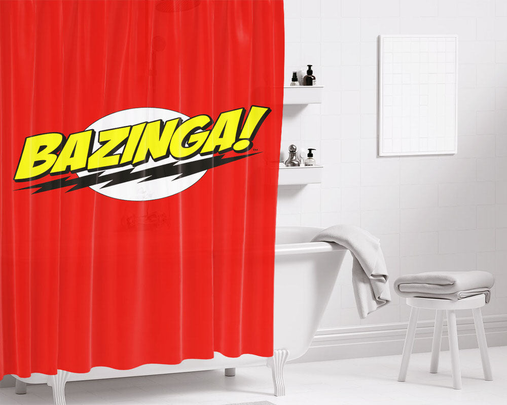 Bazinga Logo Bathroom Shower Curtain Fabric Waterproof | 66 X 72 Inch