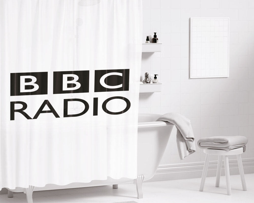 Bbc Radio White Bathroom Shower Curtain Fabric Waterproof | 66 X 72 Inch
