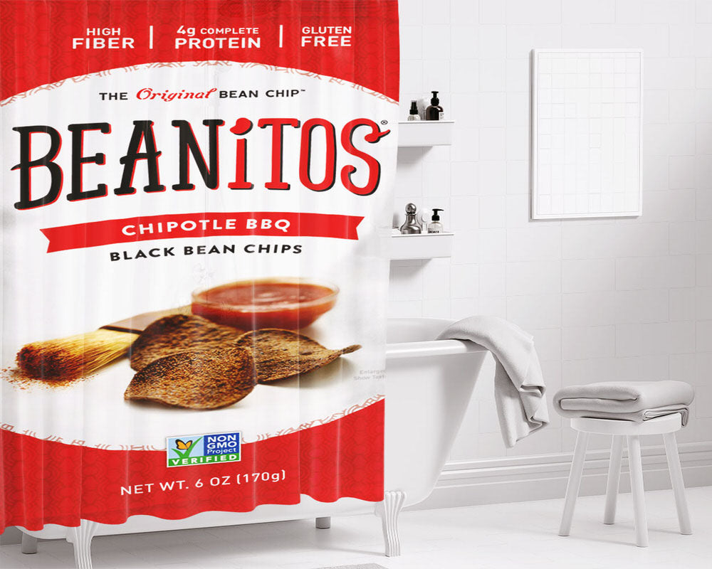 Beanitos Chipotle Black Bean Chips Bathroom Shower Curtain Fabric Waterproof | 66 X 72 Inch