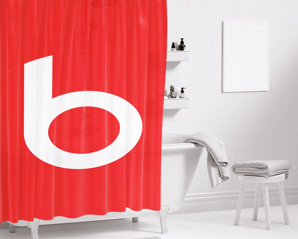 Beats Logo Bathroom Shower Curtain Fabric Waterproof | 66 X 72 Inch