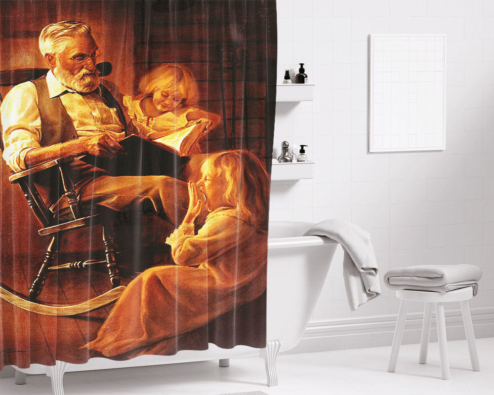 Bedtime Stories Bathroom Shower Curtain Fabric Waterproof | 66 X 72 Inch