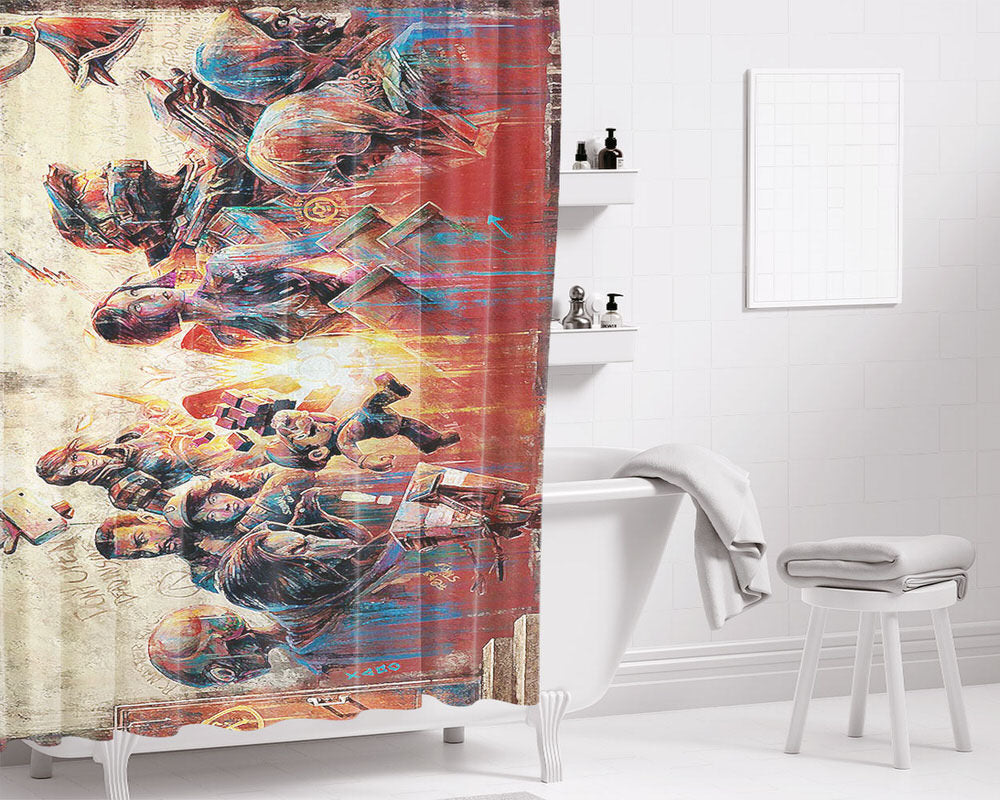 Best Game Painting Bathroom Shower Curtain Fabric Waterproof | 66 X 72 Inch