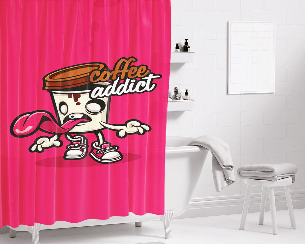 Best Gift Coffee Addict Hoodie Bathroom Shower Curtain Fabric Waterproof | 66 X 72 Inch