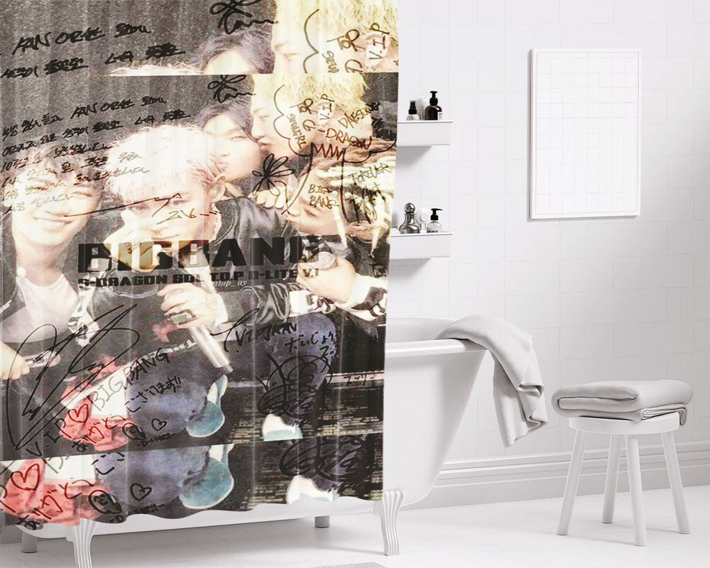 Big Bang Signature Bathroom Shower Curtain Fabric Waterproof | 66 X 72 Inch