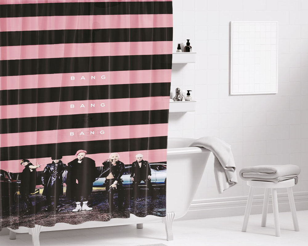 Big Bang Wallpaper Stripe Bang Bang Bang Bathroom Shower Curtain Fabric Waterproof | 66 X 72 Inch