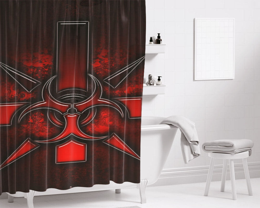 Biohazard Symbol Bathroom Shower Curtain Fabric Waterproof | 66 X 72 Inch
