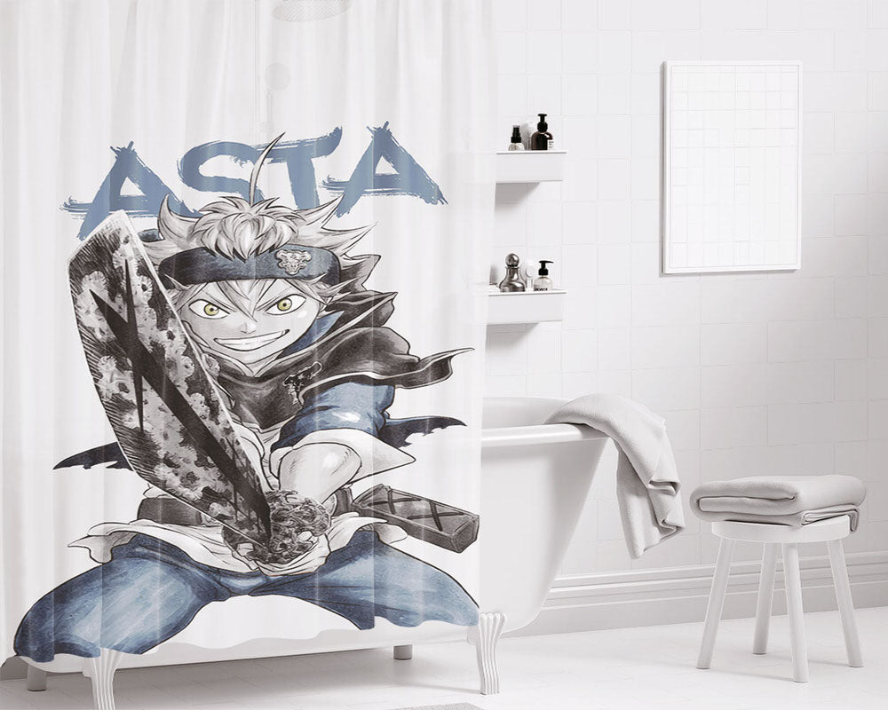 Black Cover Asta Bathroom Shower Curtain Fabric Waterproof | 66 X 72 Inch
