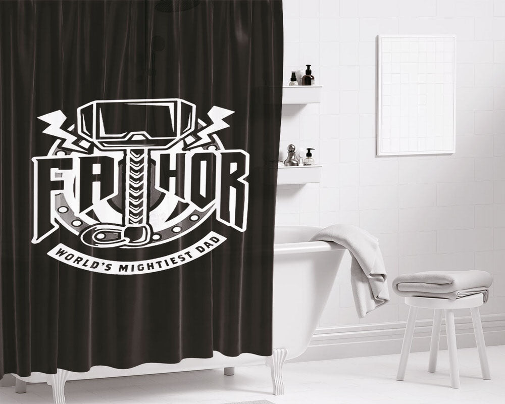 Black Fathor Worlds Dad Bathroom Shower Curtain Fabric Waterproof | 66 X 72 Inch