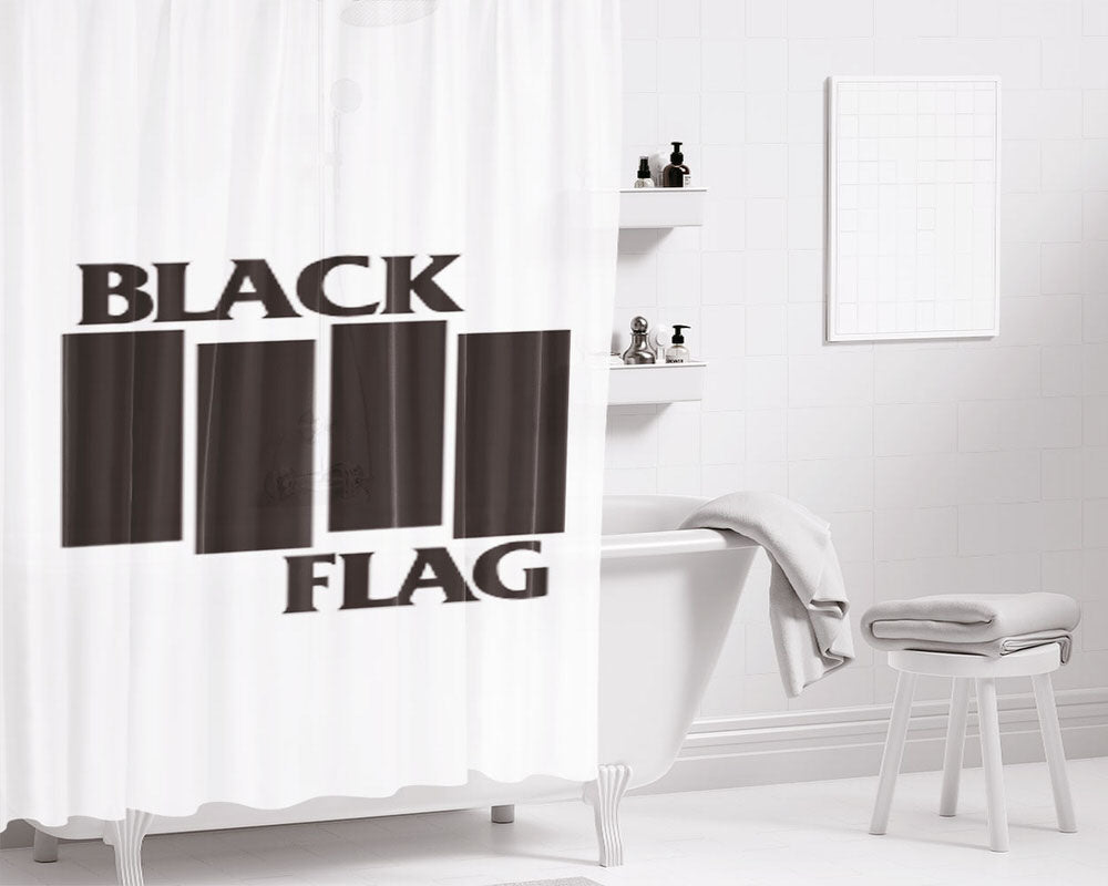Black Flag Bathroom Shower Curtain Fabric Waterproof | 66 X 72 Inch