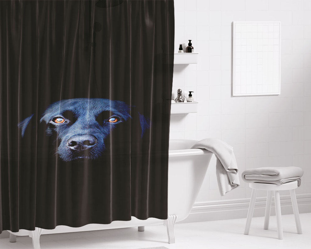 Black Gog Face Bathroom Shower Curtain Fabric Waterproof | 66 X 72 Inch