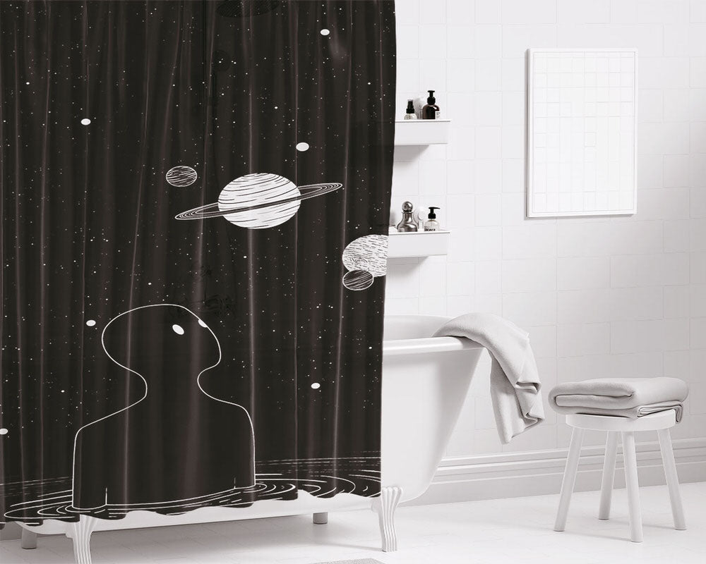 Black Human Universe Bathroom Shower Curtain Fabric Waterproof | 66 X 72 Inch