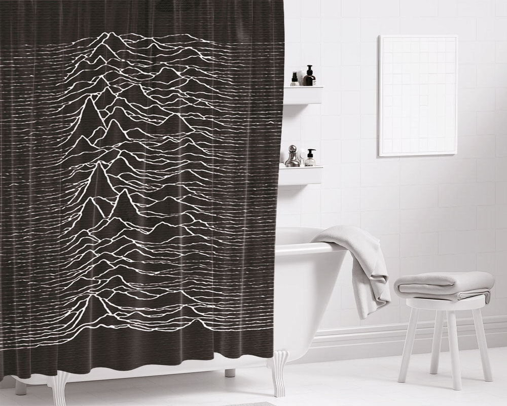 Black Joy Division Texture Bathroom Shower Curtain Fabric Waterproof | 66 X 72 Inch