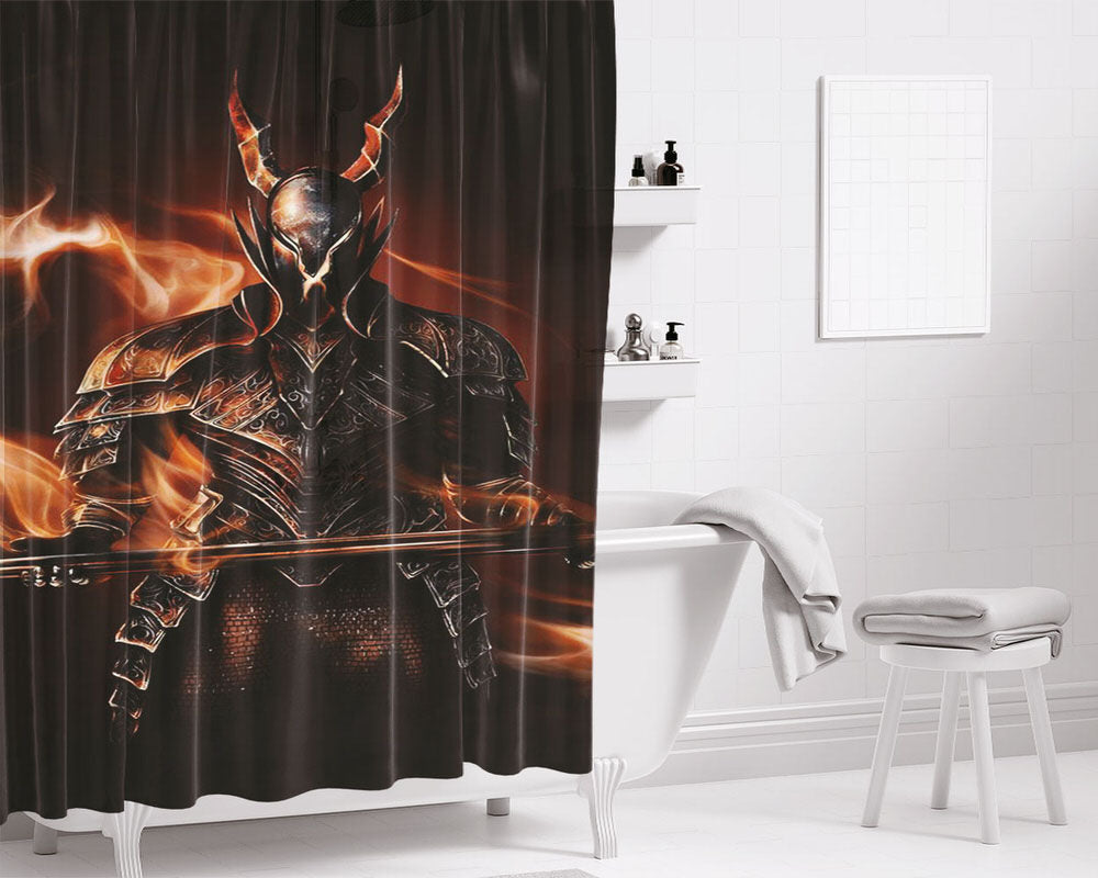 Black Knight Dark Soul Bathroom Shower Curtain Fabric Waterproof | 66 X 72 Inch