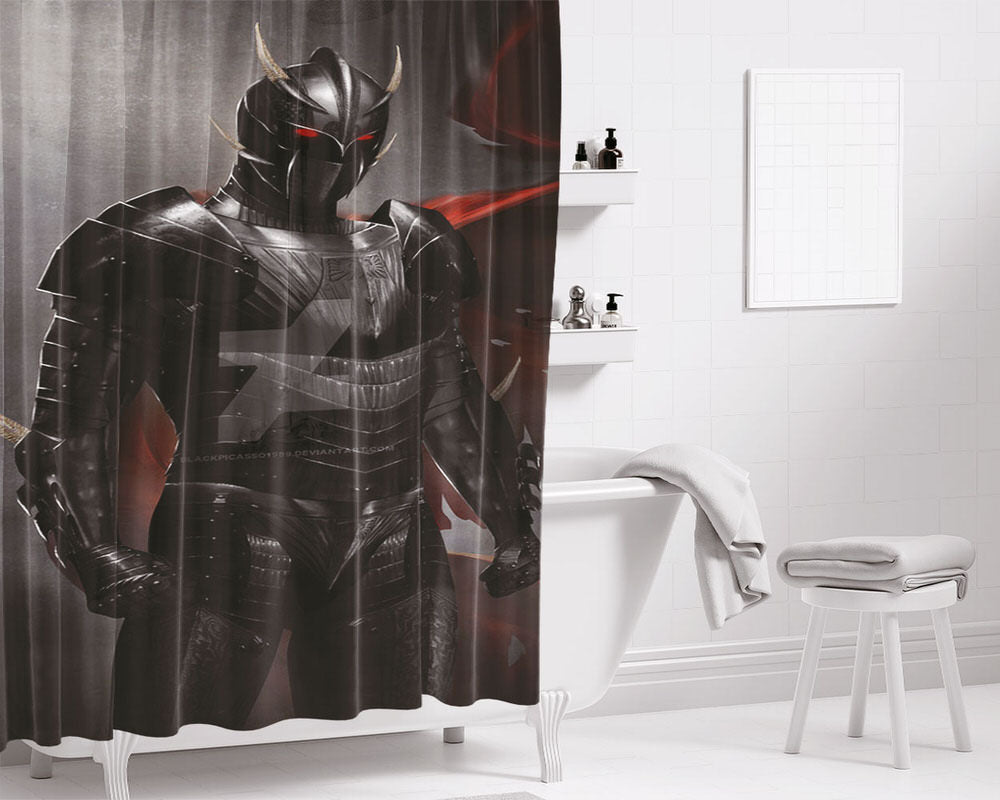 Black Knight Portrait Bathroom Shower Curtain Fabric Waterproof | 66 X 72 Inch