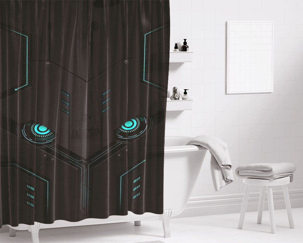 Black Mask Robbot Wallpaper Bathroom Shower Curtain Fabric Waterproof | 66 X 72 Inch
