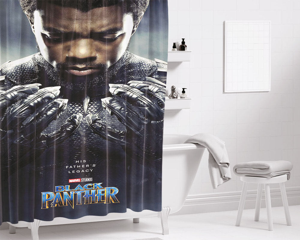 Black Pather Poster Bathroom Shower Curtain Fabric Waterproof | 66 X 72 Inch