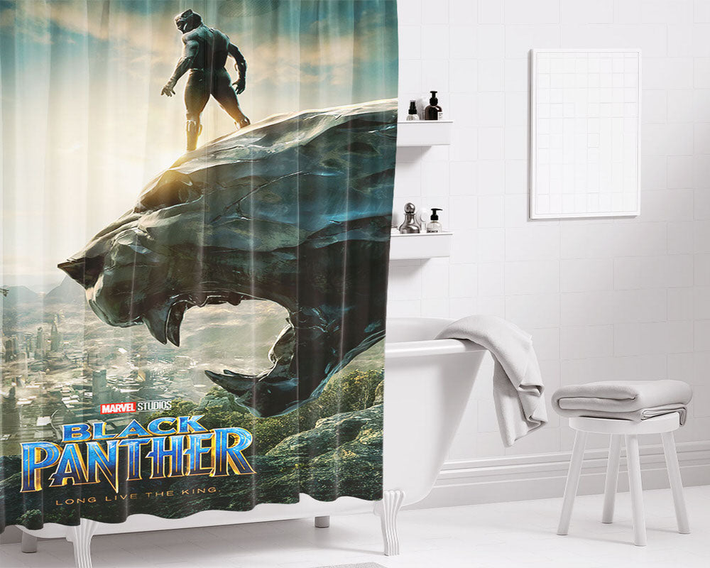 Black Pather Bathroom Shower Curtain Fabric Waterproof | 66 X 72 Inch