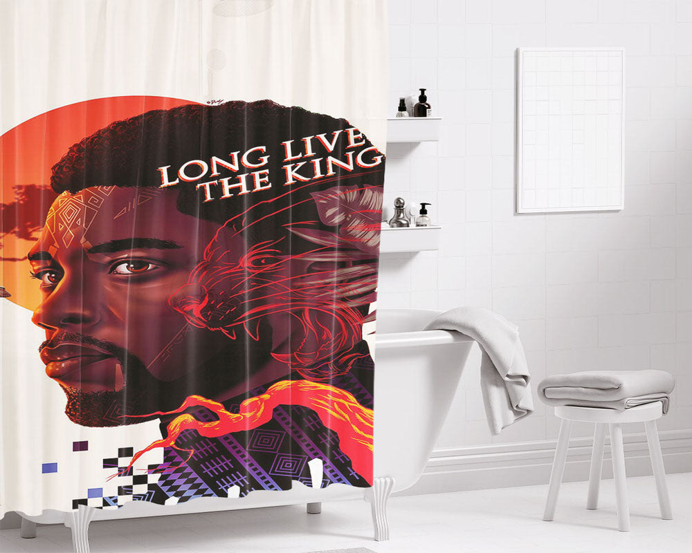 Black Phanter Long Live The King Bathroom Shower Curtain Fabric Waterproof | 66 X 72 Inch