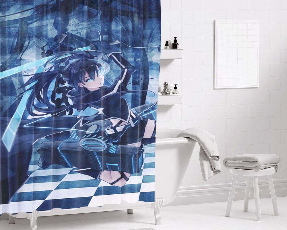 Black Rock Shooter Parody Bathroom Shower Curtain Fabric Waterproof | 66 X 72 Inch