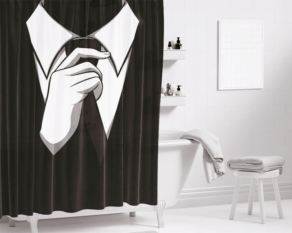 Black Tie Bathroom Shower Curtain Fabric Waterproof | 66 X 72 Inch